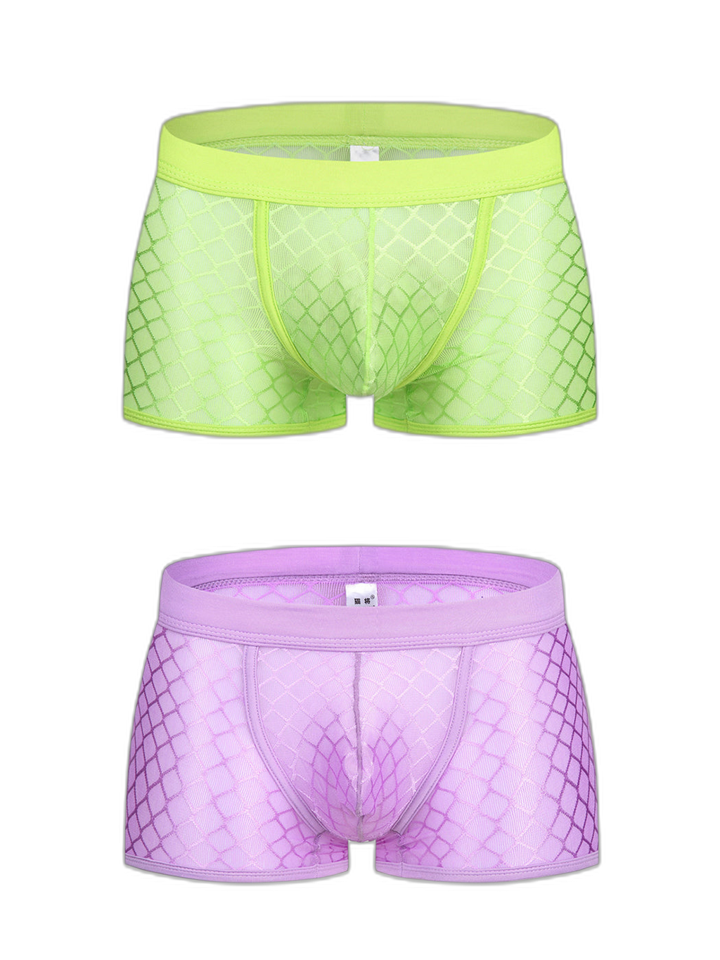 2 Pack Men's Sexy Transparent Mesh Trunks