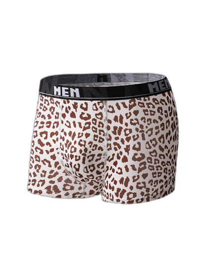 4-Pack Men's Leopard Print Mid-Rise Breathable Trunks