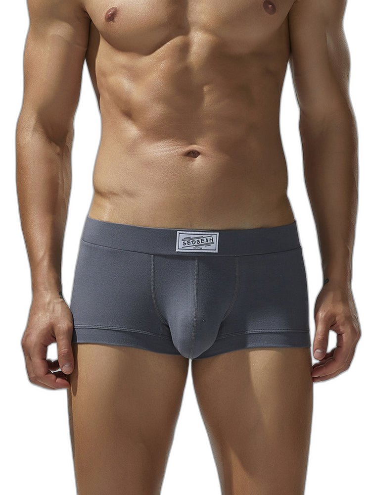 2 Pack Men's Low-Rise Solid Breathable Cotton Trunks