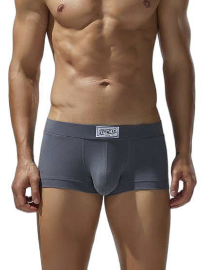 2 Pack Men's Low-Rise Solid Breathable Cotton Trunks
