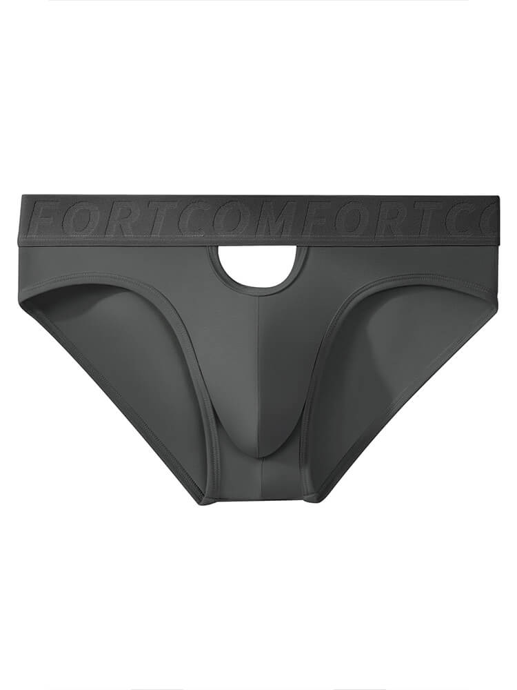 Men's Solid Color Cutout Bamboo Fiber Thin Briefs