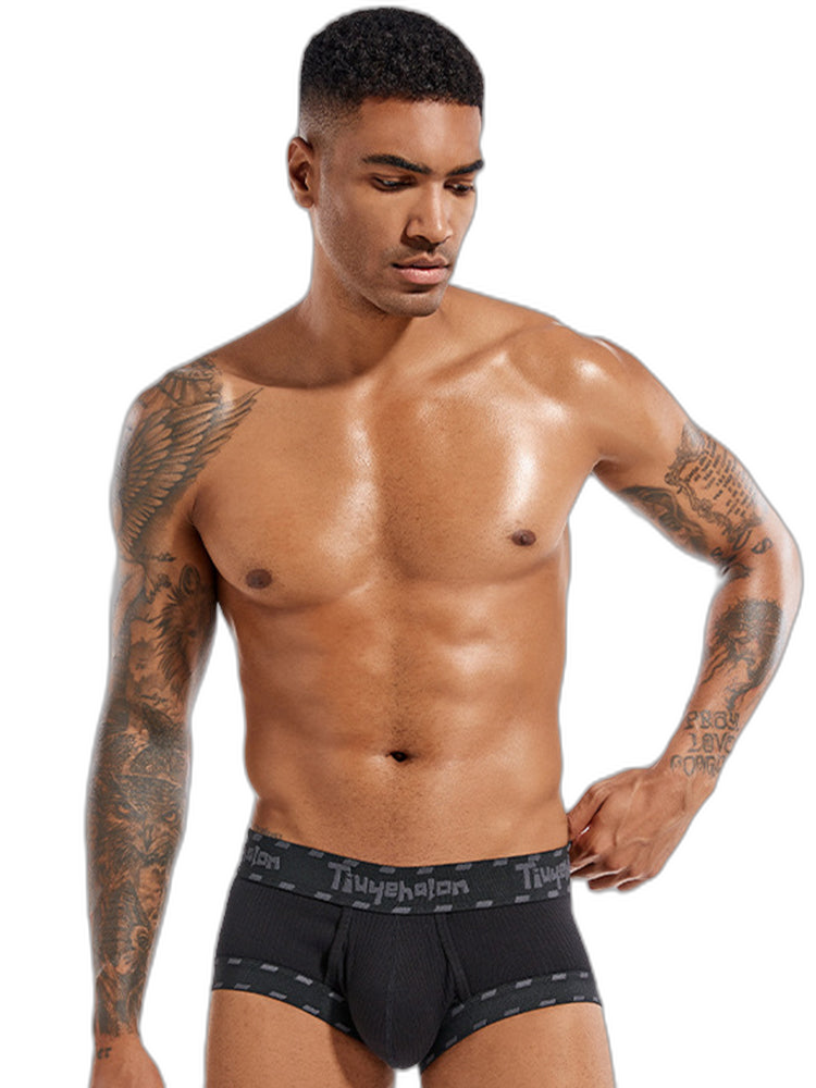 Men's Threaded Fabric Pouch Trunks With Fly