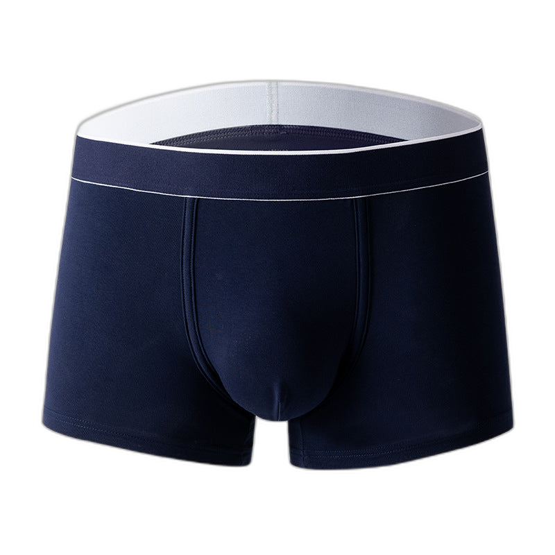 4Pcs Men's Cotton Solid Mid-rise Trunks
