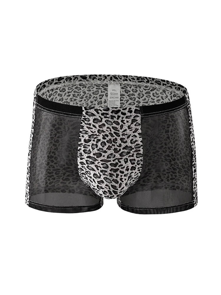 Men's Fashion Leopard Print Mesh Boxer Briefs