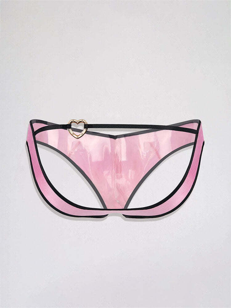 Men's Sexy Pink Heart Design Low-Rise Jockstrap