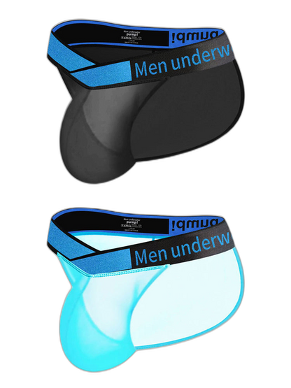 2 Pack Men's Ultra-Thin Semi-Transparent Sexy Sports Bikini