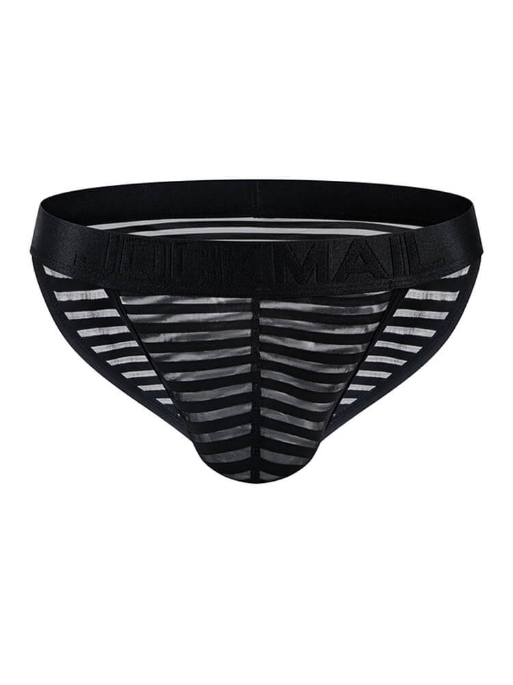 Men's Sexy Sheer Striped Simple High-Cut Briefs