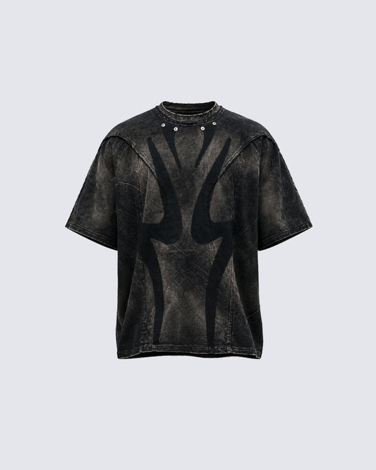 Retro Slob Style Structured Distressed T-Shirt