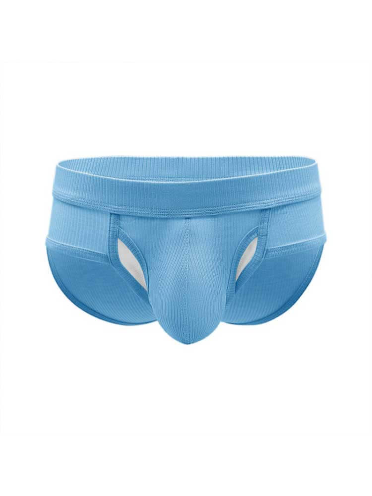 Men's Sexy Ribbed Separate Large Pouch Briefs