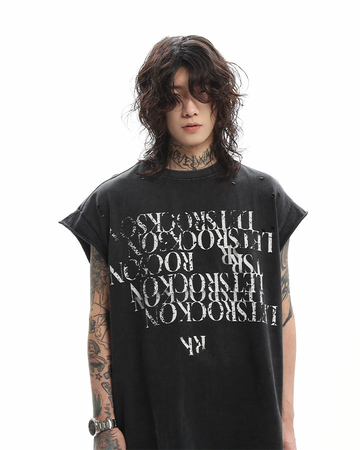 KIIKIO Vintage Washed Raw-Edge Graphic Tee