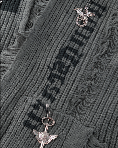 Distressed Knit Open-Front Cardigan