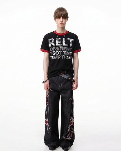 American Vintage Contrast Ringer Graphic T-Shirt New