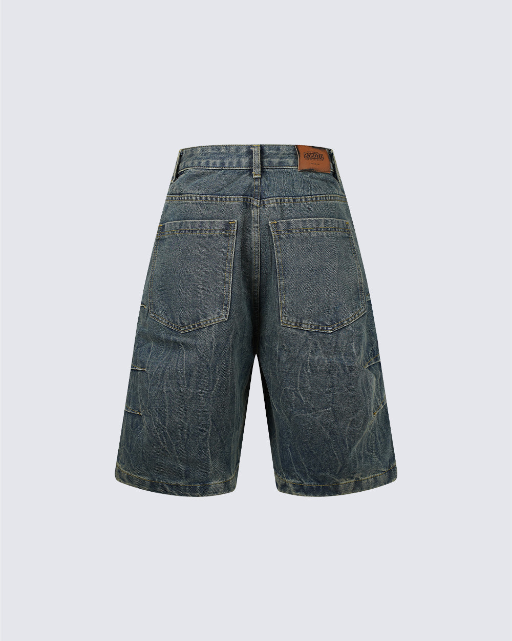 High Street Scratch Stitch Wide Denim Shorts