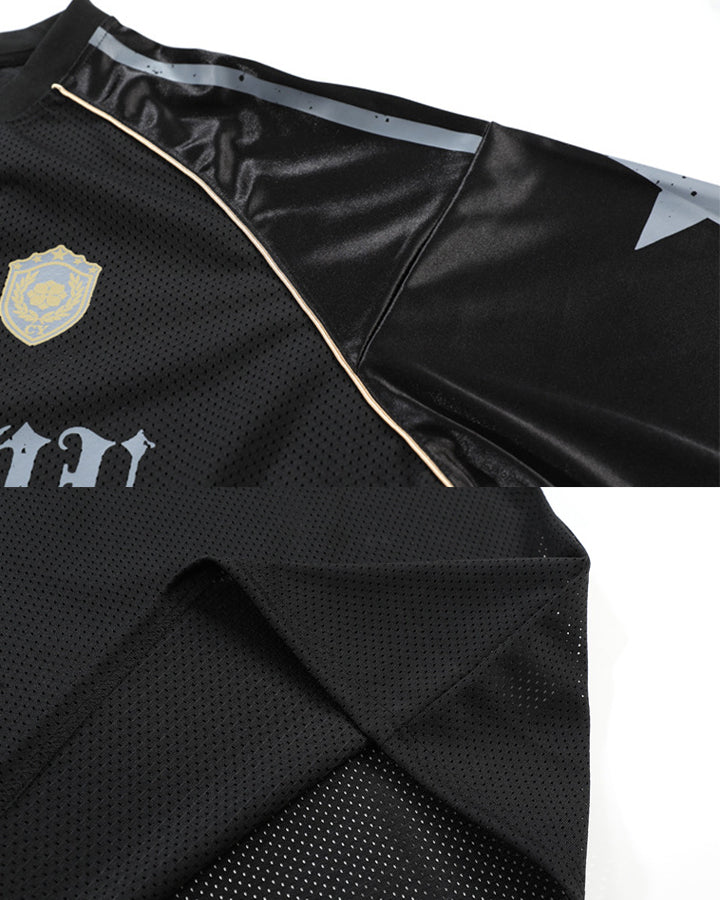 Y2K Star Patch Mesh Football Jersey Tee New