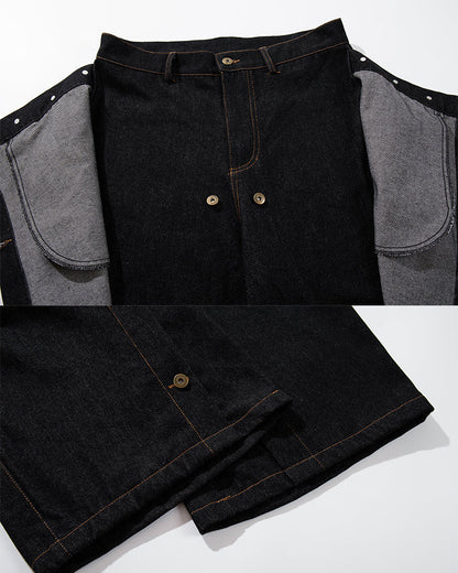 American Deconstructed Wide Leg Denim Shorts