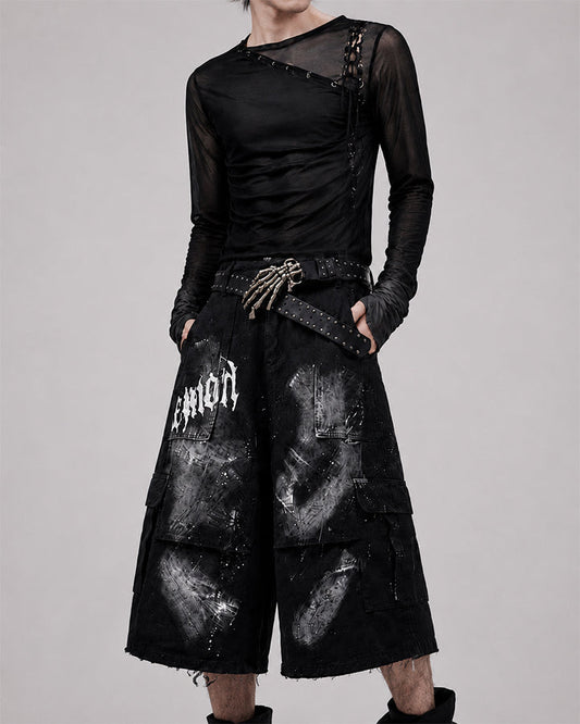 Punk Gothic New Random Paint Splatter Shorts