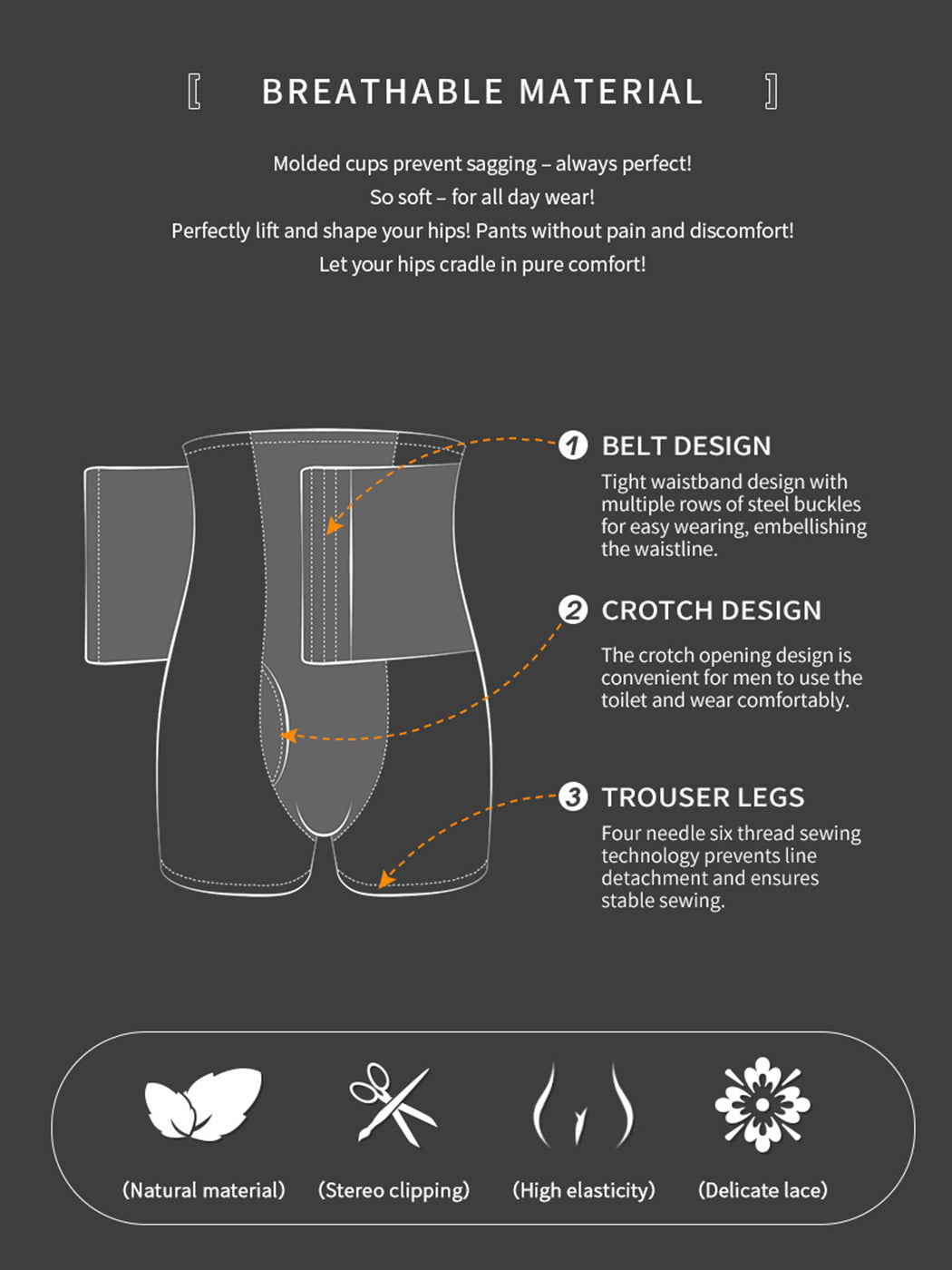 Men's Tummy Control Boxer Briefs with Open Fly