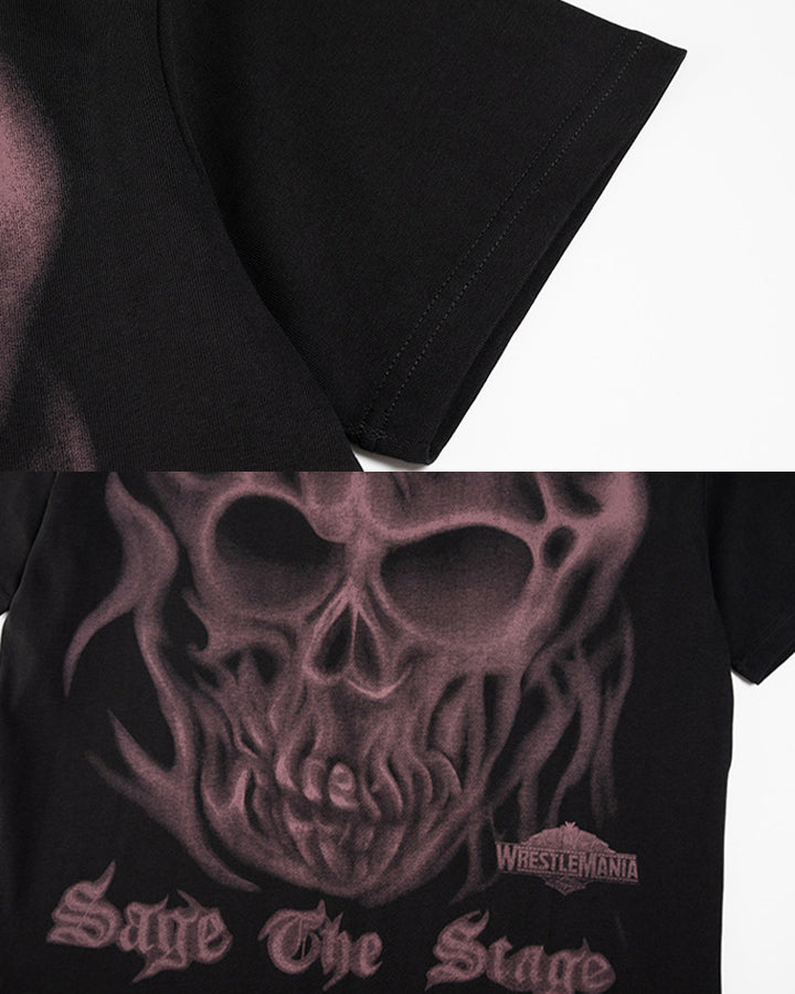 New Gothic Skull Graphic Washed Cotton T-Shirt