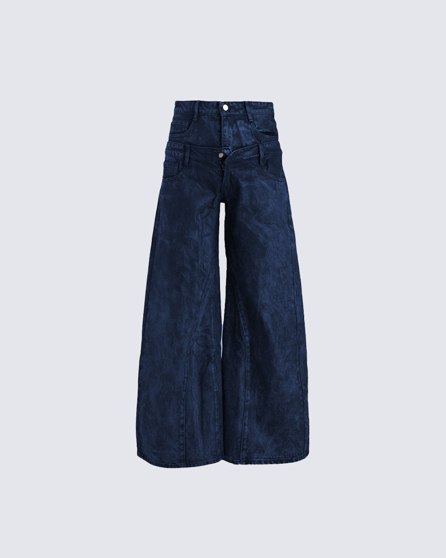 New Red Acid Wash Gothic Wide Leg Jeans