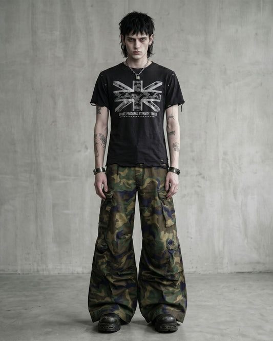 KIIKIO-New Y2K Camo Multi-Pocket Wide Leg Cargo Pants