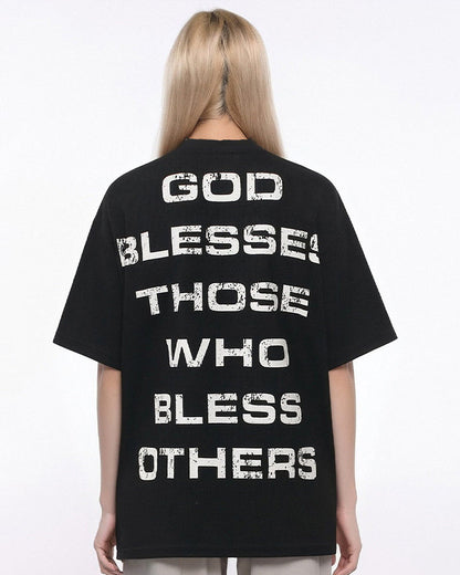 New Gothic Cross Graphic  Black Streetwear T-Shirt