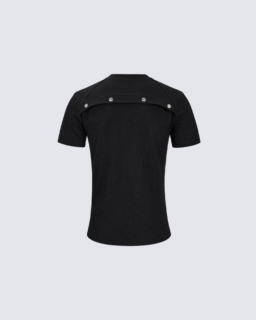 KIIKIO Punk Rivet Shoulder Spliced Slim Fit Tee