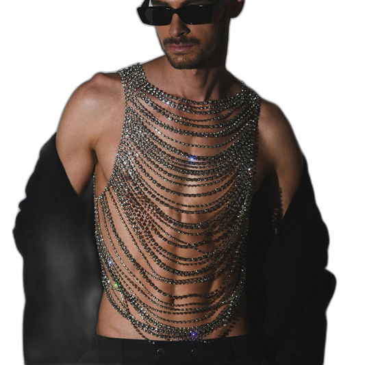 Rhinestone Drape Chain Top