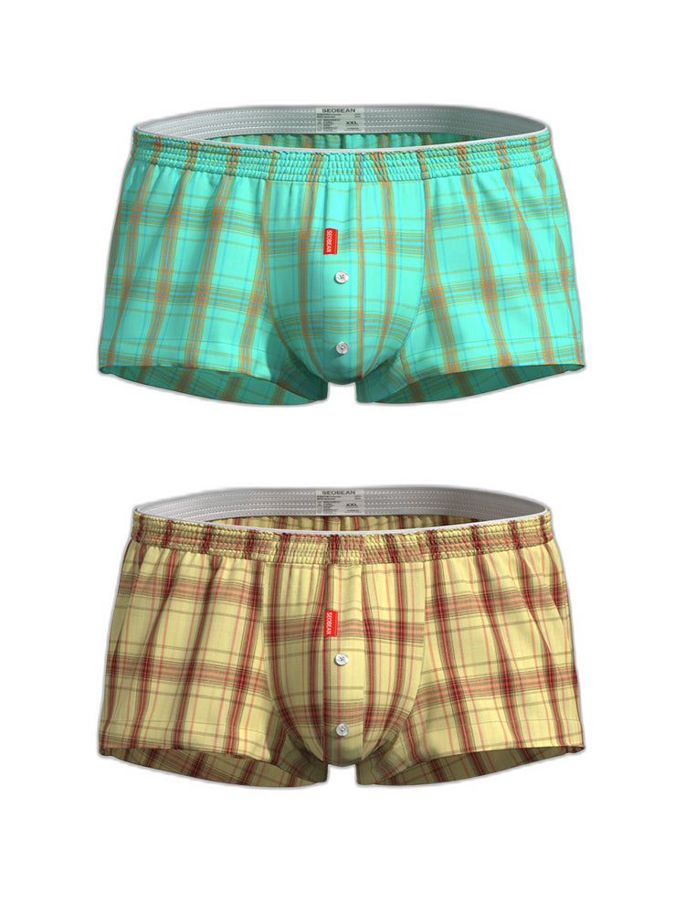 2 Pack Men's Supportive Large Pouch Odor-Resistant Antibacterial Seamless Boxer Shorts