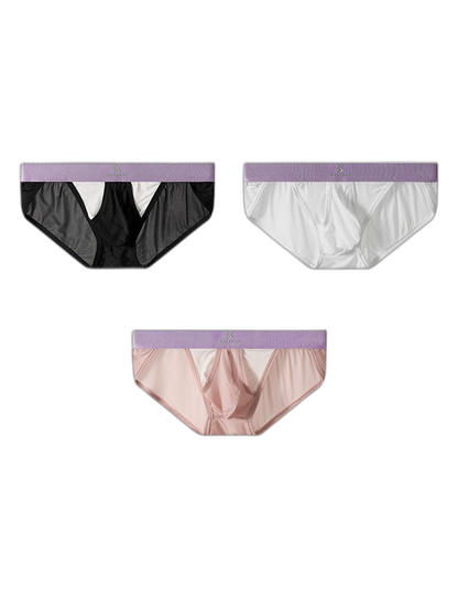 3 Pack Men's Ice Silk Breathable Mesh Low-Rise Classic Briefs