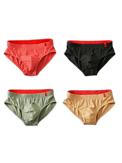 4 Pack Men's Solid Color Cotton Low-Rise Seamless Comfort Briefs