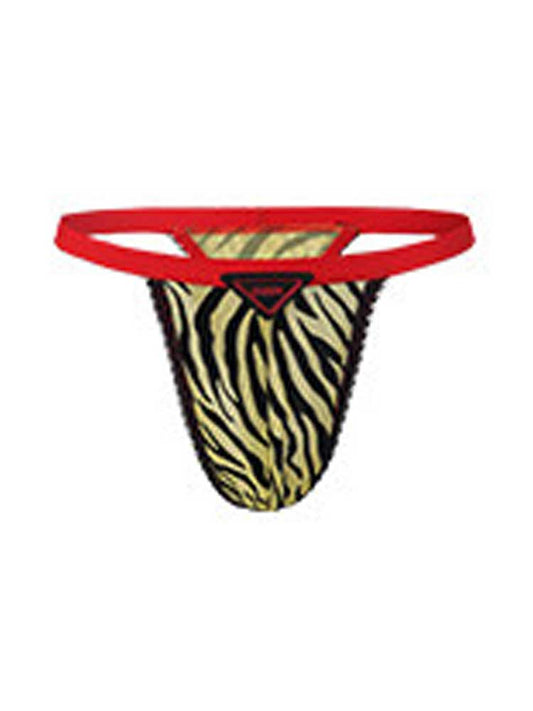 Men's Colorblock Lace Trim Leopard Print Thong
