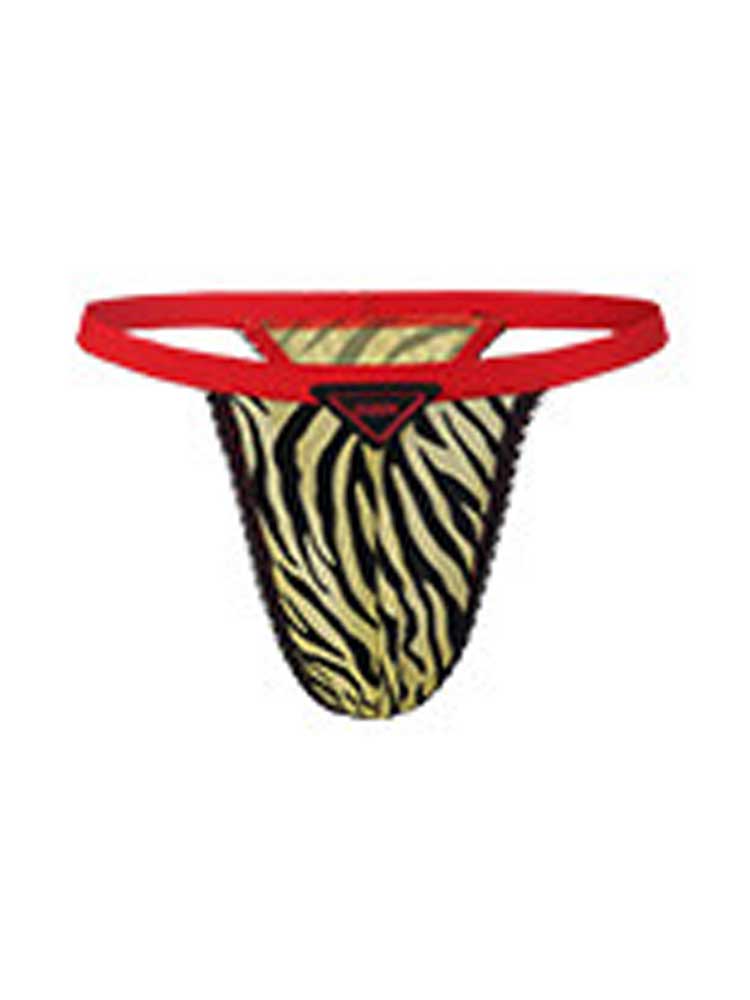 Men's Colorblock Lace Trim Leopard Print Thong