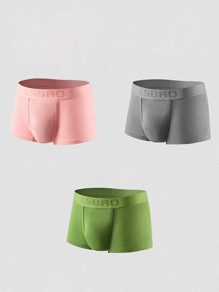 Men's Solid-Color Stretch Ribbed Athletic Boxer Briefs