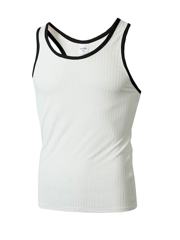 Men's Knitted Vertical Striped Racerback Vest