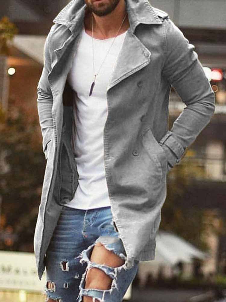 Men's Mid-length Slim Casual Trench Coat