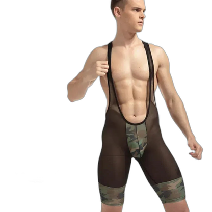 Men's Camouflage Army Mesh Bodysuit