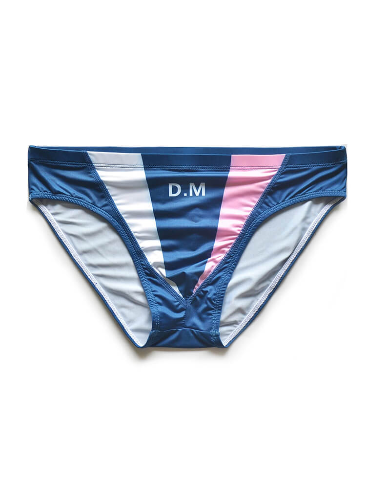 D.M Men's Sexy Color-Block Print Quick-Dry Briefs