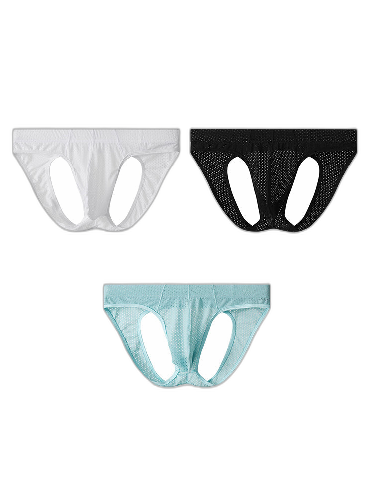 3 Pack Men's Sexy Mesh Transparent Big Pouch Jockstrap