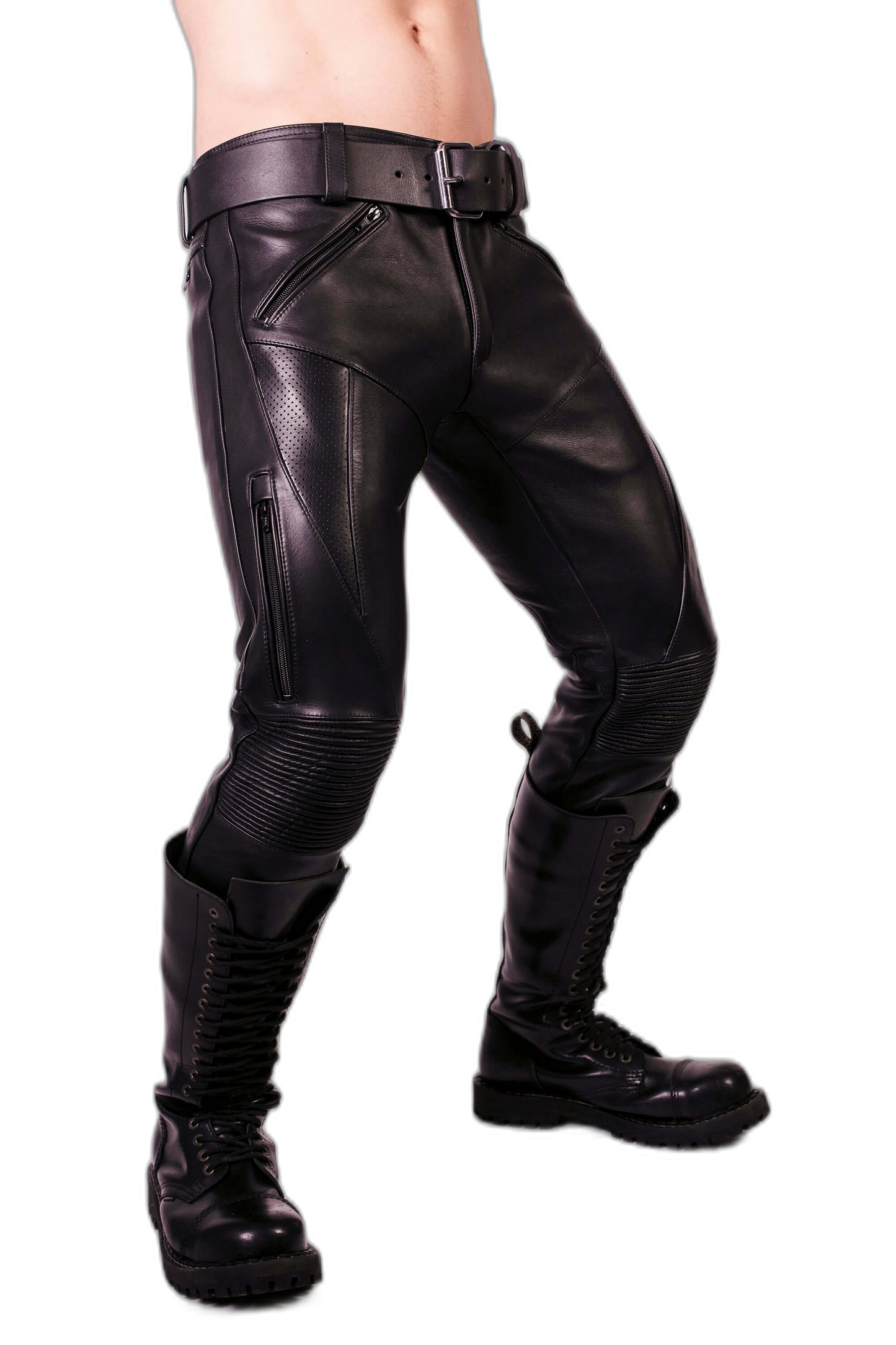 Prowler RED Leather Biker Jeans
