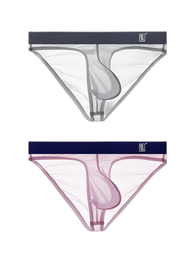 Men's Ultra Thin Ice Silk See-through Briefs