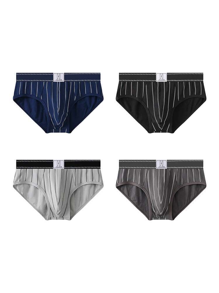 Men's Vertical Stripe Breathable Cotton Briefs