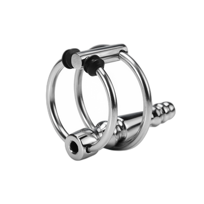 Stainless Steel Hollow Penis Plug with Twin Rings