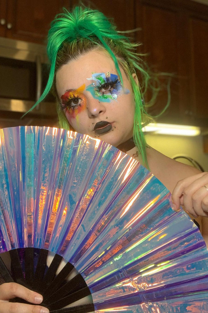 Disco PVC Iridescent Laser Transparent Plastic Folding Fan