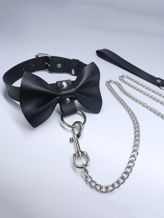 Black Bow Pin Buckle Collar Necklace