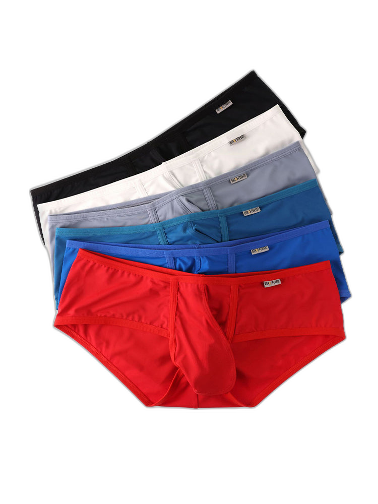 2 Pack Men's Low-Rise Contoured Pouch Stretch Fit Sporty Cut Trunks