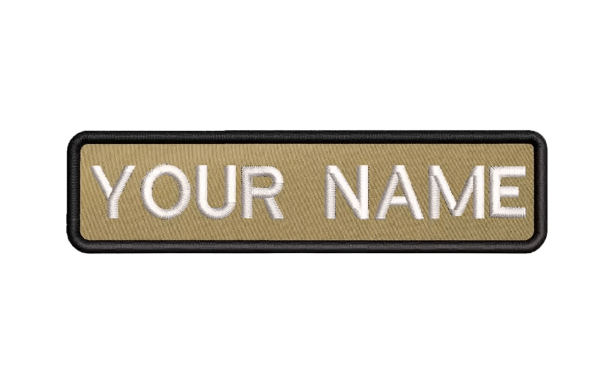 Custom Patch 10cmX2.5cm Gold/White