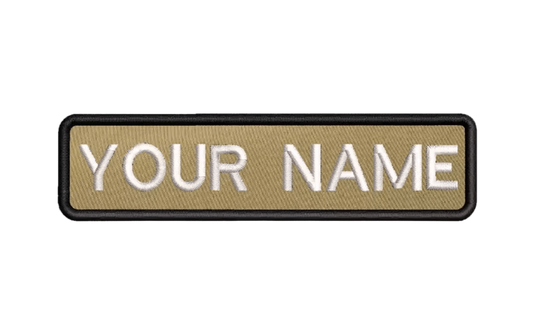 Custom Patch 10cmX2.5cm Gold/White