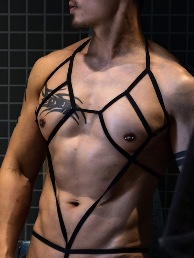 Men's Sexy One-Piece Bondage Bodysuit