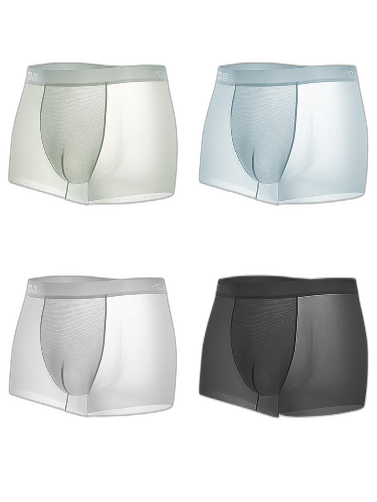 4 Pack Men's Breathable Ice Silk Antibacterial Sports Trunks
