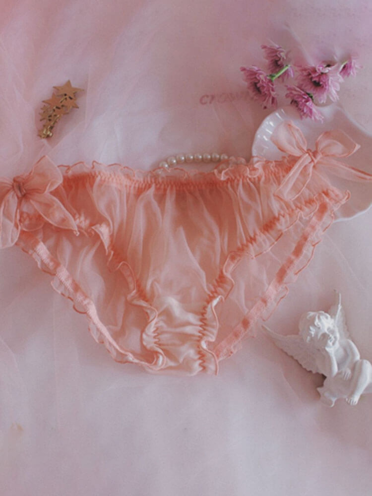 Men's Chiffon Bowknot See-Through Briefs